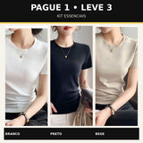 Kit 3 Camisetas Femininas em Algodão Pima — Pague 1 e Leve 3