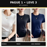 Kit 3 Camisetas Femininas em Algodão Pima — Pague 1 e Leve 3
