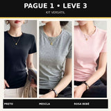 Kit 3 Camisetas Femininas em Algodão Pima — Pague 1 e Leve 3