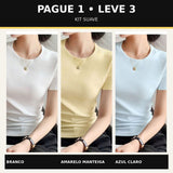 Kit 3 Camisetas Femininas em Algodão Pima — Pague 1 e Leve 3