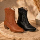 Bota Country Cano Médio Moleca | Bordado Western | Preta e Avelã
