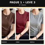 Kit 3 Camisetas Femininas em Algodão Pima — Pague 1 e Leve 3