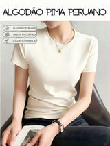 Camiseta feminina em algodão Pima na cor Creme