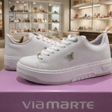 Via Marte Tênis Flatform Preto Camurça e Branco Crystal — Estilo Premium para o Dia a Dia